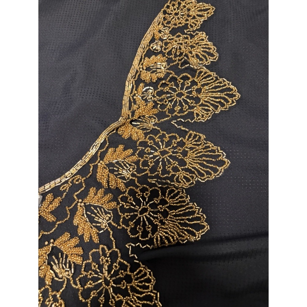 Vtg. Victorian Style Gold Glass Beaded Collar Scarf ~Scalloped Evening Glam NWT - Picture 11 of 13